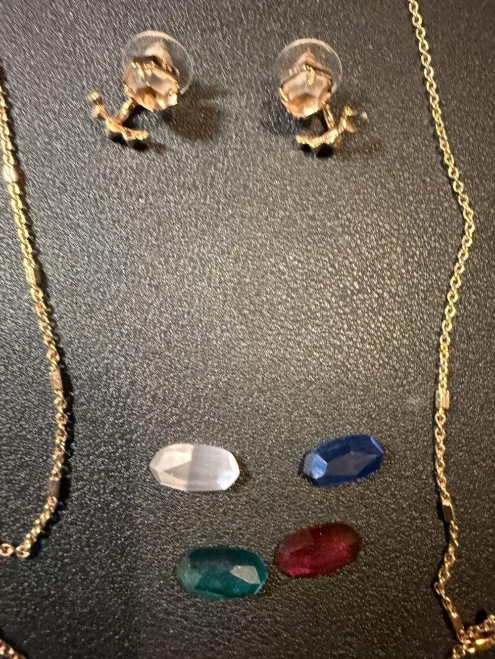 Kendra Scott Gold Necklace with Pink Oval Pendant and Interchangeable Stones - Picture 2 of 5